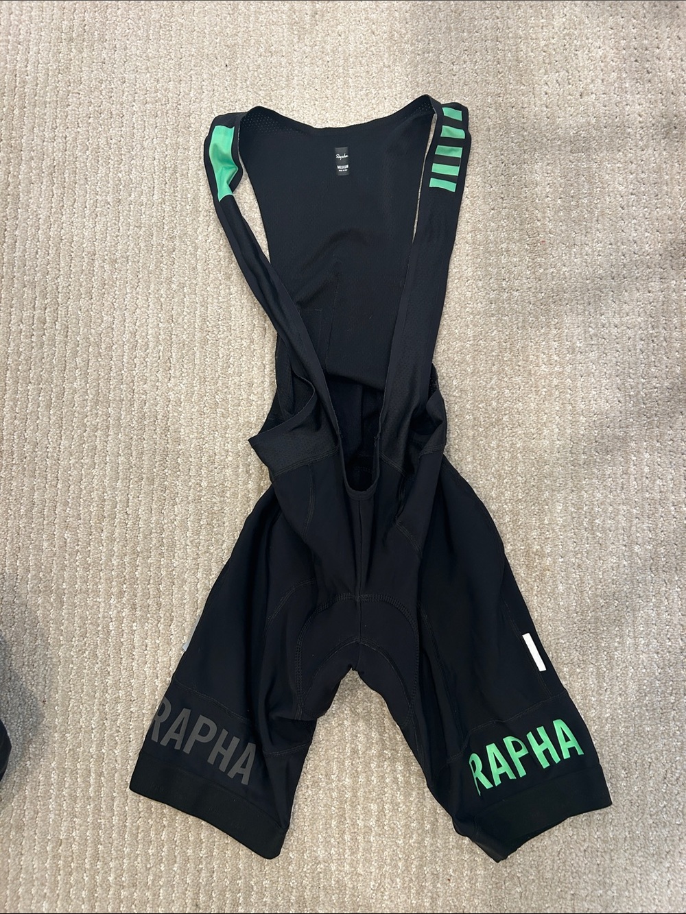 Rapha men’s pro team thermal Black One-Piece Bib Shorts medium
